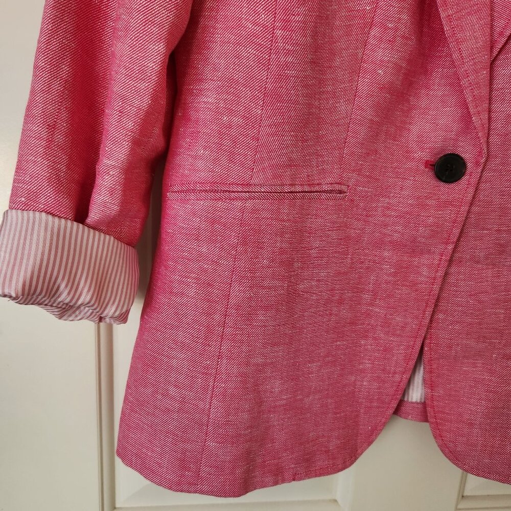 Talbots Pink Linen Blazer Jacket Single Button Lightweight Summer Office Work - Picture 4 of 10